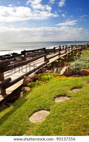 beach pedestrian road in north coast of Durban, South Africa