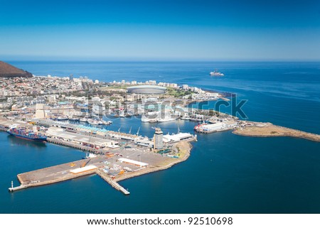 aerial view of Cape Town waterfront and harbour
