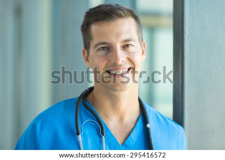 close up portrait of health care worker in office