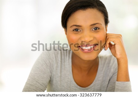 close up portrait of happy young african american woman
