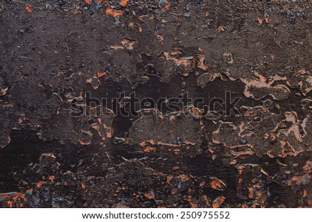 Rusted and fragment black iron plate background