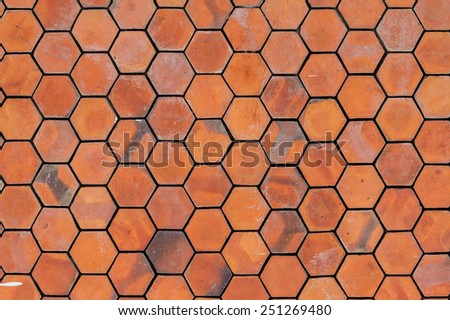 Vintage octagon red brick wall background texture