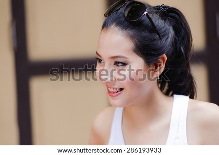 Portrait thai beutiful smile brace girl