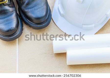safety Shoes,helmet, High Angle View
