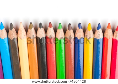 color pencils isolated on a white background. Studio. Picture.