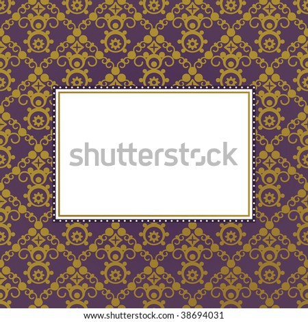 ornate purple and gold seamless pattern with decorative frame