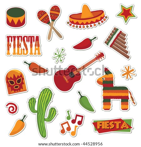 collection of mexican stickers isolated on white collection of mexican stickers isolated on white
