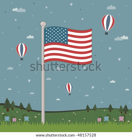... Flag On Flag Pole And Hot Air ... - flagpole landscaping ideas photos