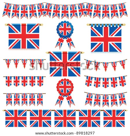 united kingdom decorative banners and bunting isolated on white united kingdom decorative banners and bunting isolated on white