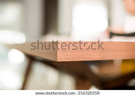 Classic beautiful abstract Dark brown wooden edge and under dining table
