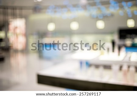 Abstract blur cosmetic shopping store with bokeh background