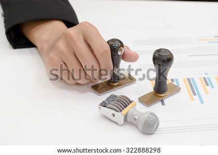 Business man paper document stamp.