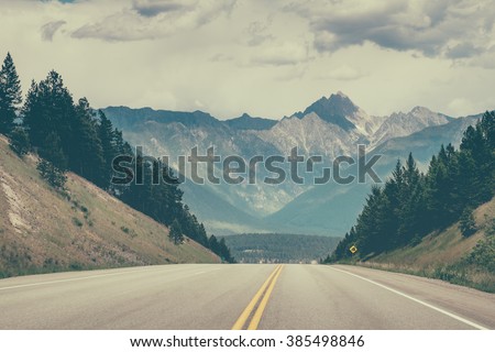 Driving on the road across British Columbia, Canada