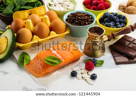Healthy food for brain and good memory. Food background or healthy eating concept. What to eat before exams