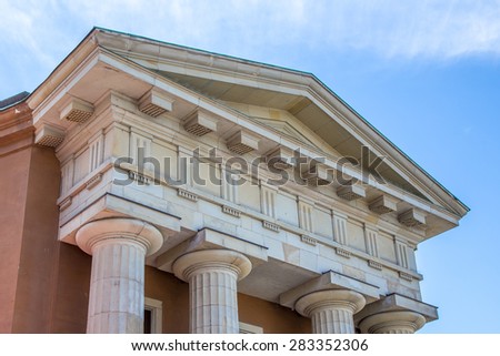 Greek Pillars On An Old Building in Stockholm Sweden