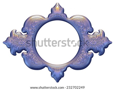 The antique blue frame on the white background