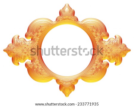 Oval yellow orange picture frame isolated on white background with clipping path