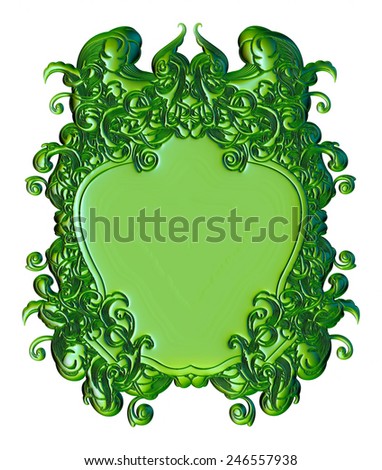 3D dark green vintage border frame filigree engraving with retro ornament pattern in antique baroque style ornate decorative antique calligraphy design