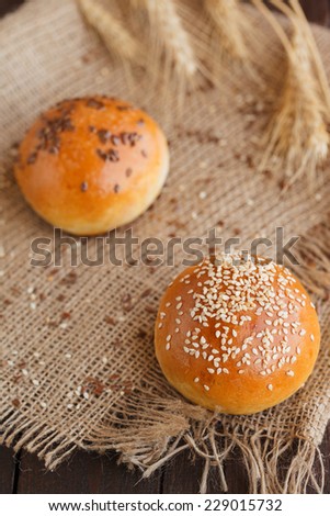 bun with flax seed and sesame seeds