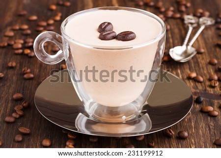 coffee cream, pannacotta,selective focus