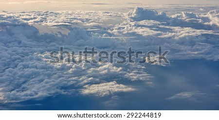 Nice sky and cloudy view from airplane windows