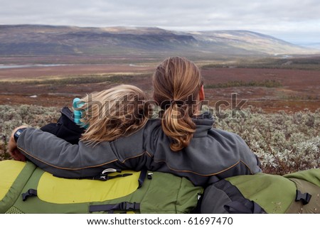 hiking couple takes a break