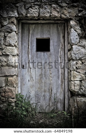 old door in a castle ruin