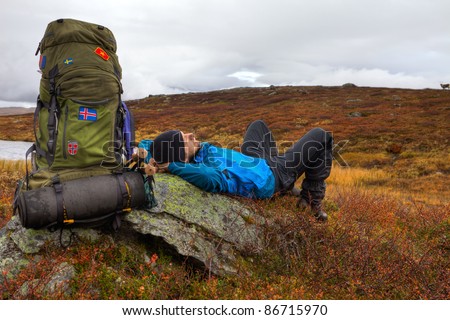 long distance Hiker takes a break
