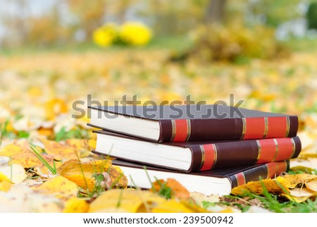 Books on the autumn leaves