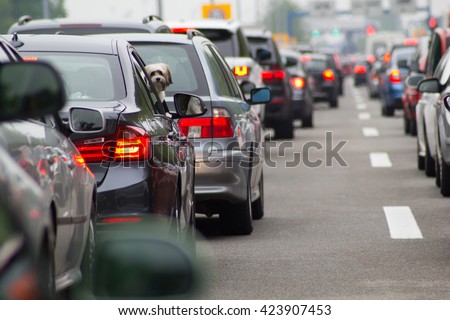 Cars on highway in traffic jam