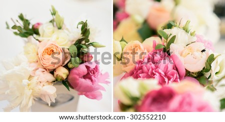 Flower composition for an event party or wedding reception