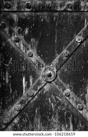 old metal and rusty door  black and white