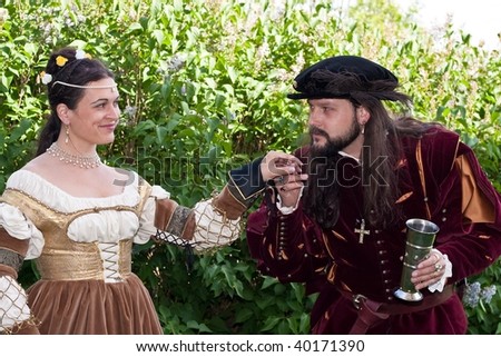 man and woman in period costume