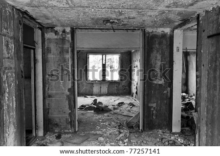 room in prefabricated house in Ghost Town