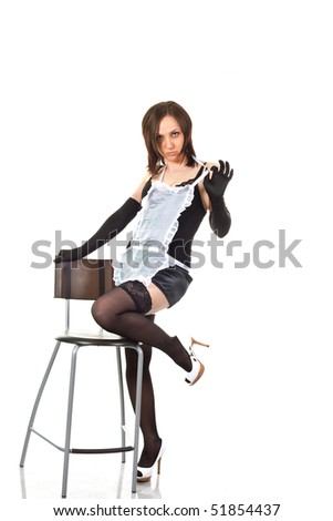 stock photo Sexy housewife isolated