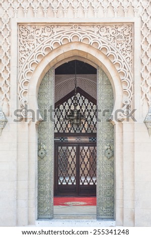 Moroccan style old big gate in Casablanca, Morocco