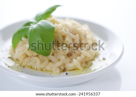 Classic Italian Risotto with Basil and Truffle Oil
