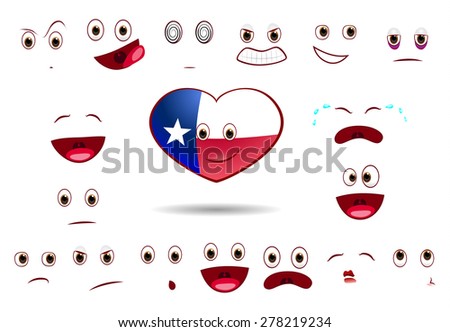heart flag of state texas with emotions