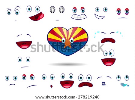 heart flag of state arizona with emotions