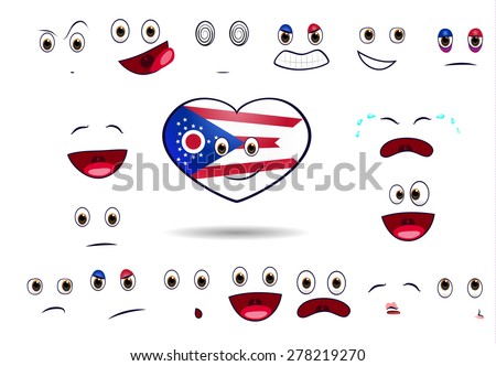 heart flag of state ohio with emotions