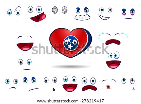 heart flag of state tennesssee with emotions