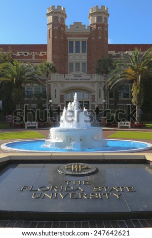 TALLAHASSEE, FL - DEC 31 2014: Entrance at Florida State University\'s Westcott Plaza on December 31, 2014.