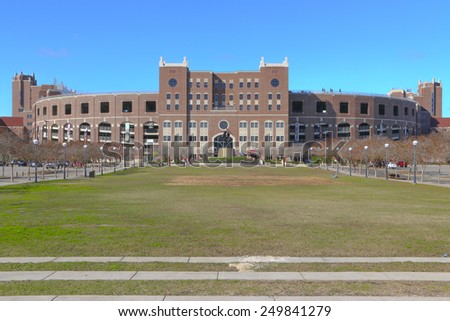 TALLAHASSEE FL - Dec 31 2014: Williams Plaza at Langford Green outside of Doak Campbell Stadium home of the FSU Seminoles football team on Dec 31 2014.