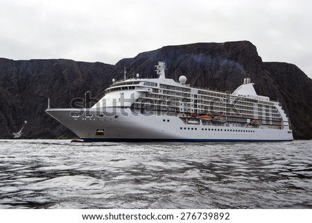 Cruise ship passenger passing North Cape, Norway.
