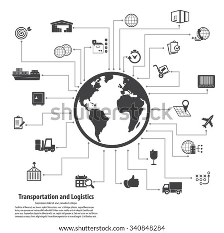 Transportation and logistics - Transportation and logistics infographic elements and editable vector icons for video, mobile apps, Web sites and print projects.EPS 10vector.
