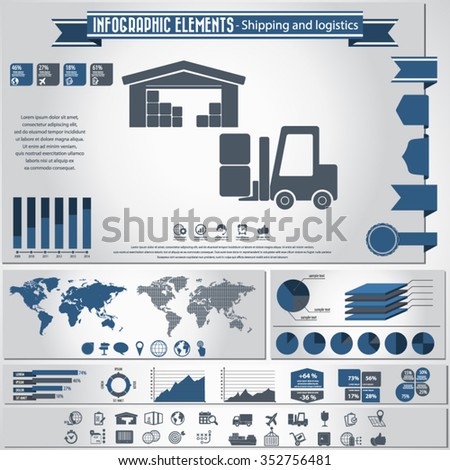 Transportation and logistics infographic - Transportation and logistics infographic elements and editable vector icons for video, mobile apps, Web sites and print projects.