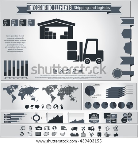Transportation and logistics infographic - Transportation and logistics infographic elements and editable vector icons for video, mobile apps, Web sites and print projects.