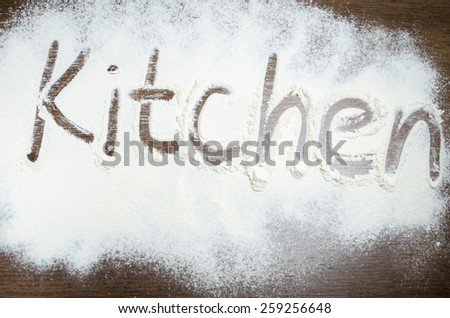 scattered on the table flour labeled \