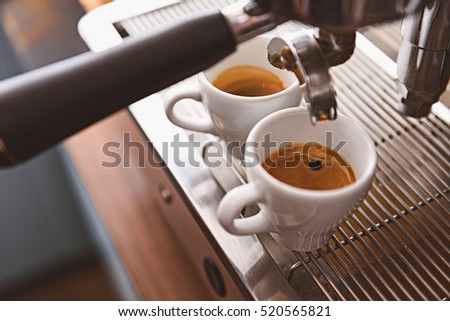 morning espresso in ceramic cups
