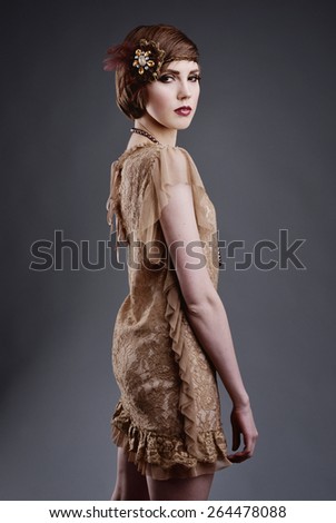 girl in style 20 with short hair in elite old-style